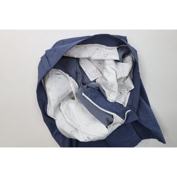 Puma Golf Mens Size 38 Flat Front Tech Golfing Chino Shorts Blue Plaid Check - Picture 8 of 13